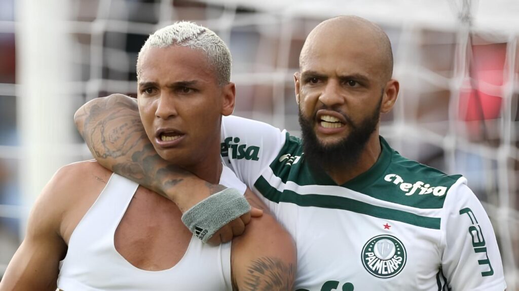 Deyverson e Felipe Melo quando atuavam pelo Palmeiras