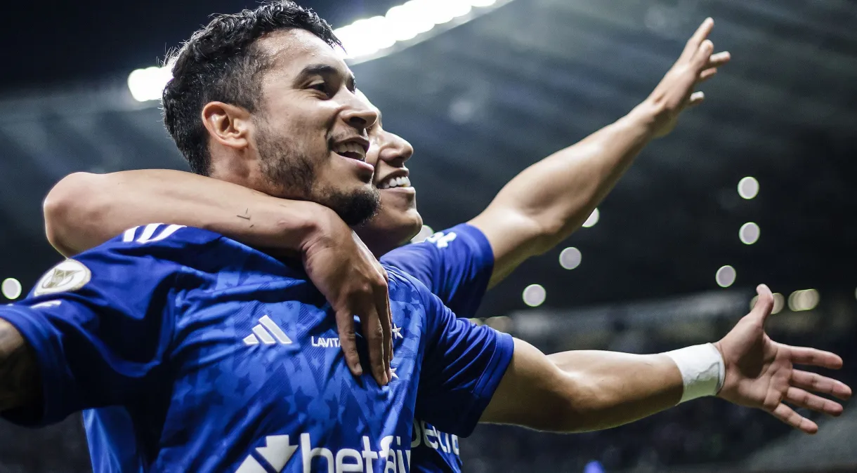 William comemora um dos gols que marcou para o Cruzeiro sobre o Fluminense
Gustavo Aleixo/Cruzeiro