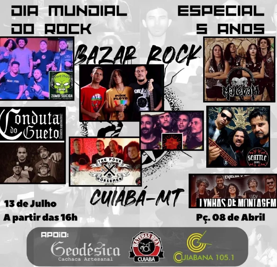 Quer curtir um dia de rock gratuito? Veja o que te espera no Bazar Rock Cuiabá
