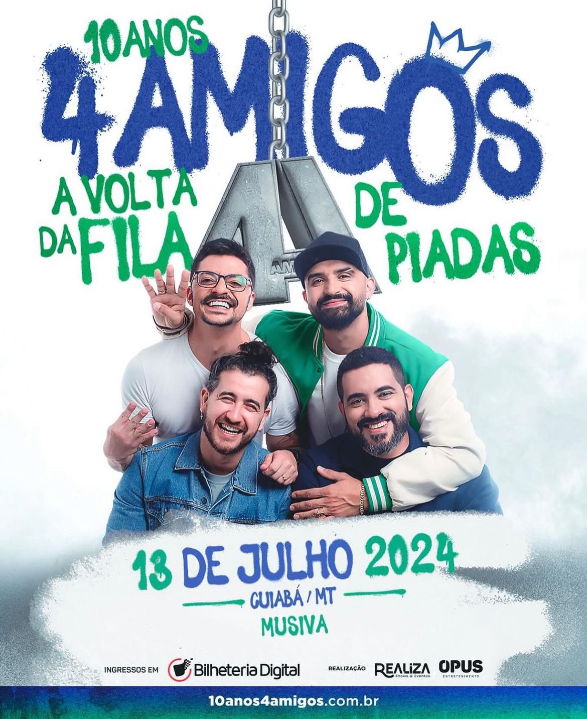 Risos garantidos; Hoje (13) os 4 amigos celebram década de sucesso com show especial em Cuiabá