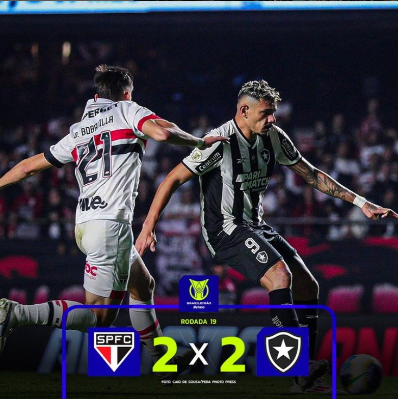 São Paulo e Botafogo empatam em jogo intenso no Morumbi; veja vídeo - O ...