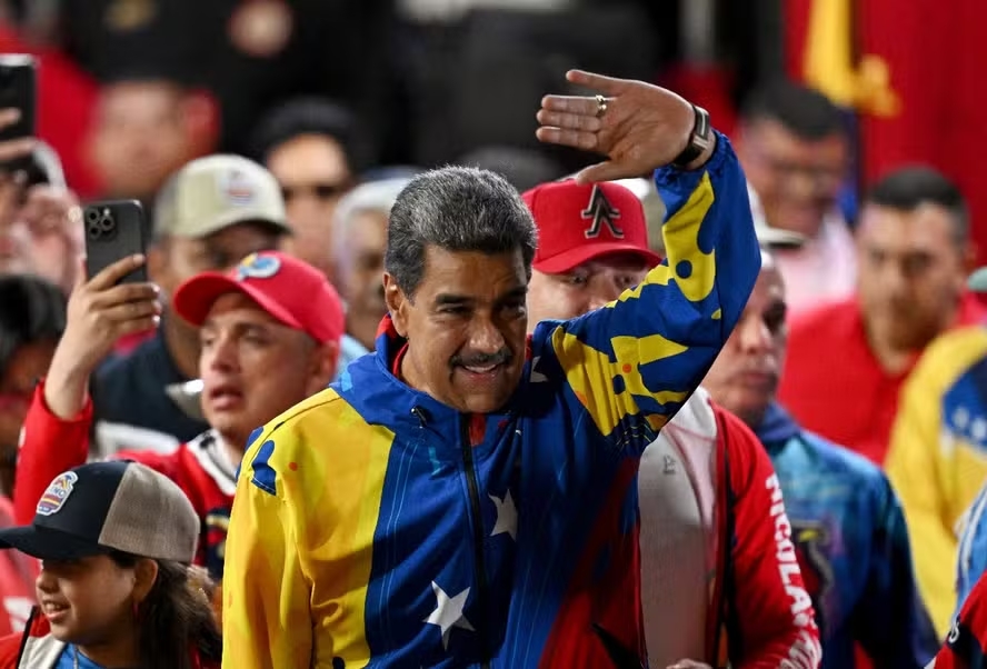 O presidente da Venezuela, Nicolás Maduro, reage após os resultados da eleição presidencial em Caracas em 29 de julho de 2024