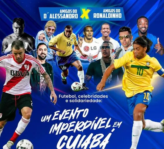 Ronaldinho Gaúcho x D'Alessandro: 13º Amigos pela Solidariedade será realizado em Cuiabá