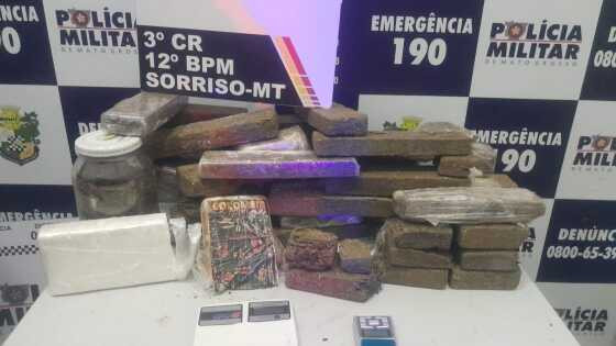 PM prende homem por tráfico e apreende 33 quilos de entorpecentes em Sorriso/MT