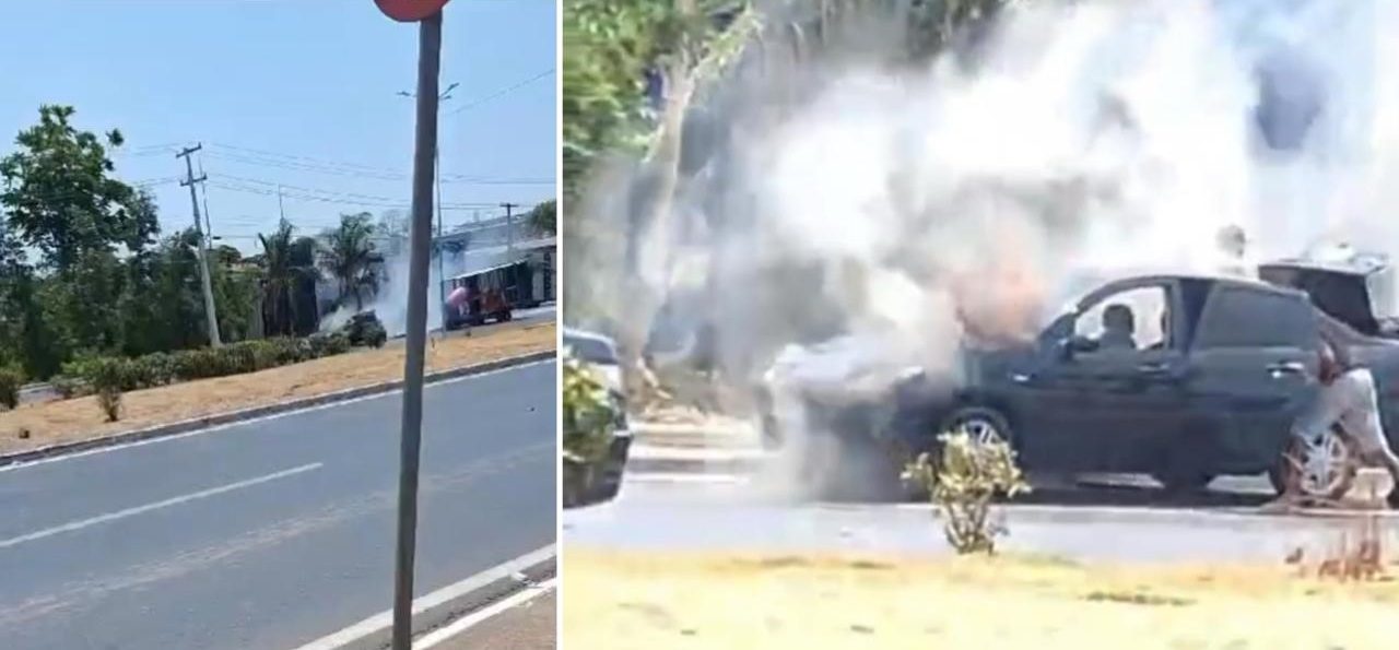 Incêndio em carro na Av. Archimedes em Cuiabá deixa moradores em choque; VEJA VÍDEO