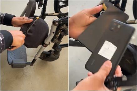 Vídeo mostra policial encontrando celulares em cadeira de rodas