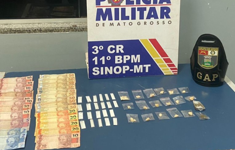 Polícia Militar prende homem com 41 porções de drogas em Sinop