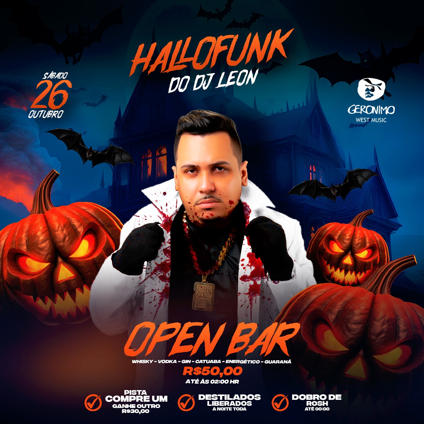 HalloFunk do DJ Leon no Geronimo West Music terá open bar até as 2h; VEJA VÍDEO
