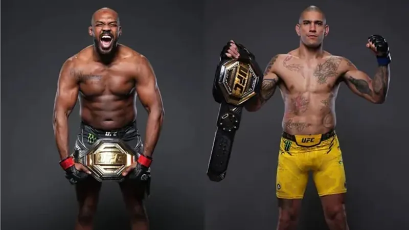 Jon Jones e Poatan com cinturões do UFC