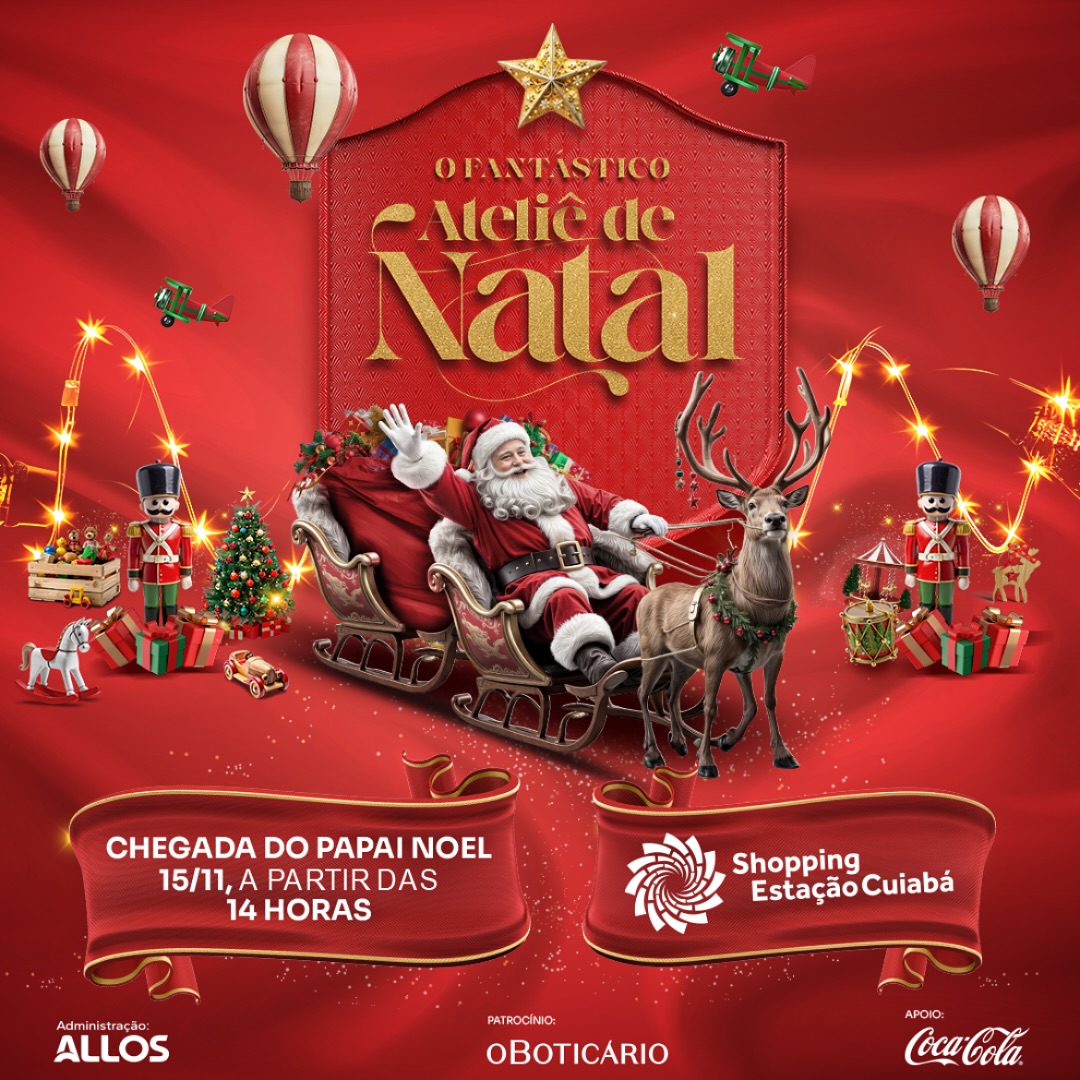 Papai Noel chega ao Shopping Estação Cuiabá com caravana da Coca-Cola; VEJA VÍDEO