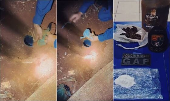 PM encontra drogas em esconderijo debaixo da terra e jovem acaba preso em MT