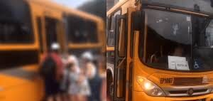 Homem em surto invade ônibus escolar em SC e fere crianças; VEJA VÍDEO