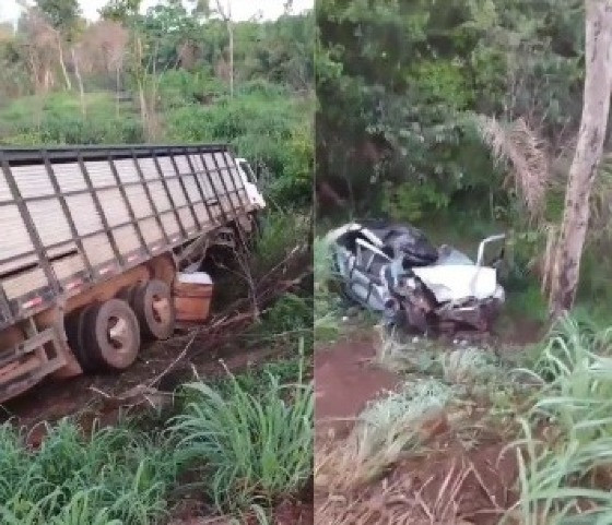 Motorista de carreta posta vídeos de acidente que destruiu gol