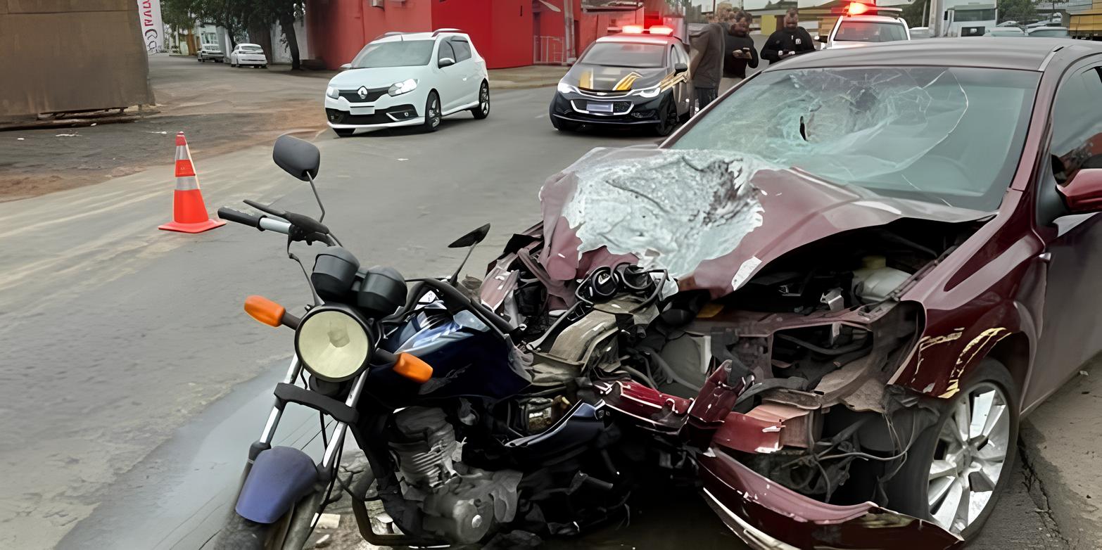 Motociclista “voa” para cima de carro durante acidente; VEJA VÍDEO