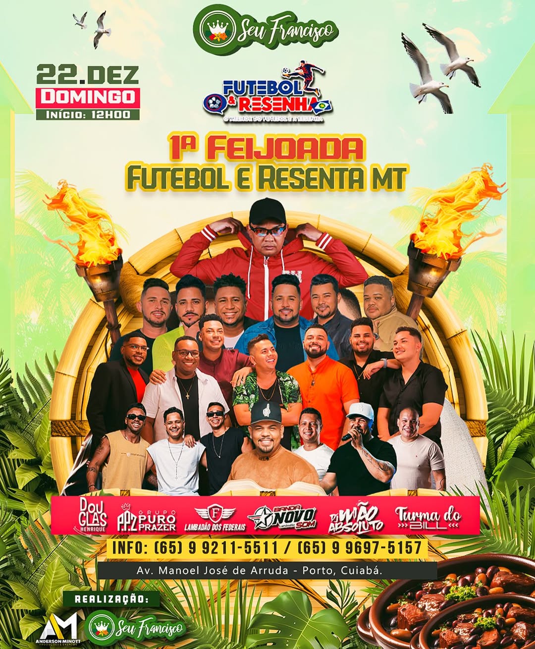 Feijoada, música ao vivo e resenha: Futebol e Resenha MT celebra 2 anos com evento especial em Cuiabá; SAIBA TUDO