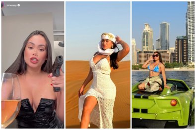 No vídeo, a influenciadora aparece segurando uma taça – possivelmente de vinho ou champanhe – enquanto exibe a arma. Duda dispara uma mensagem direta