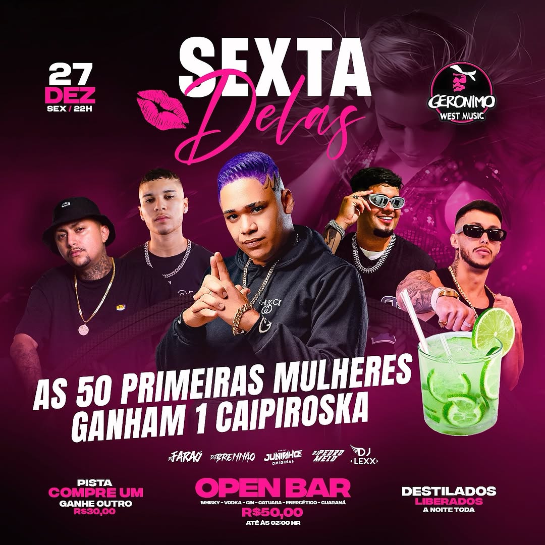 É HOJE! Sexta Delas no Gerônimo West Music: Festa imperdível com open bar e promoções exclusivas; VEJA VÍDEO