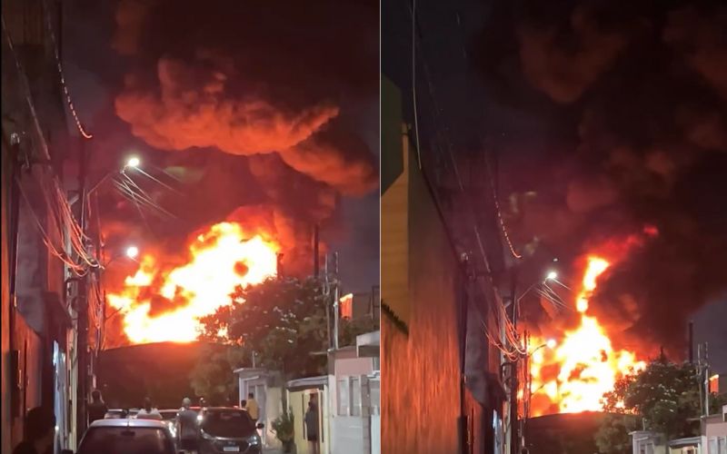 Incêndio de grandes proporções na fábrica da Ambev em Manaus choca a população; VEJA VÍDEO