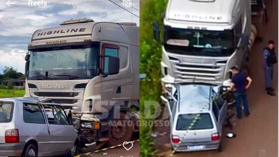 Carro colide contra carreta estacionada e motorista morre em Sinop