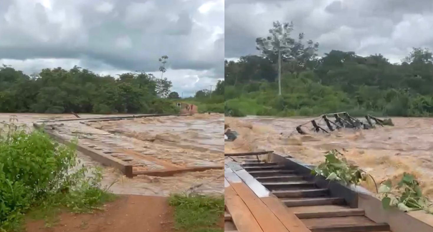 Ponte é Arrancada Pelo Rio em Lambari do Oeste, MT