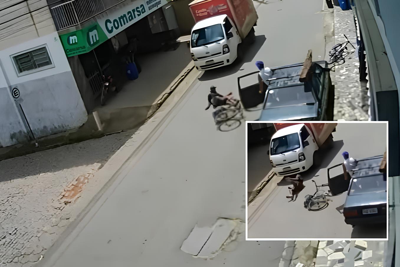 Ciclista escapa de atropelamento ao desviar de porta aberta de carro