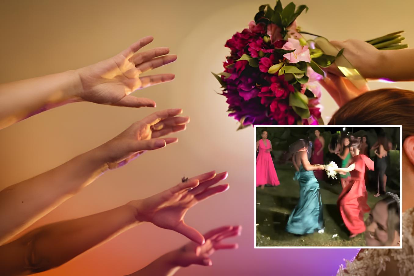 Noiva joga buquê e convidados dão a vida para conquistarem o arranjo