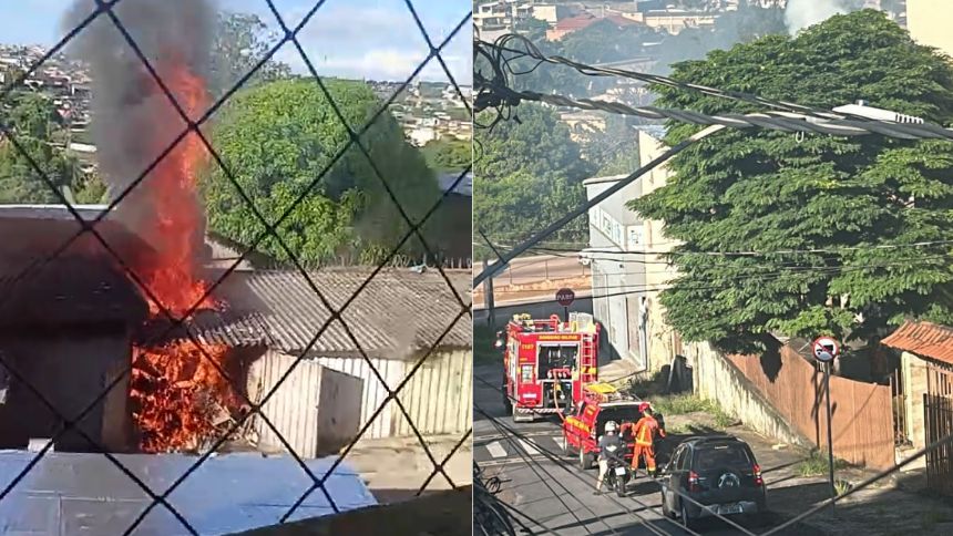 Incêndio de grandes proporções em oficina mecânica assusta Belo Horizonte; VEJA VÍDEO