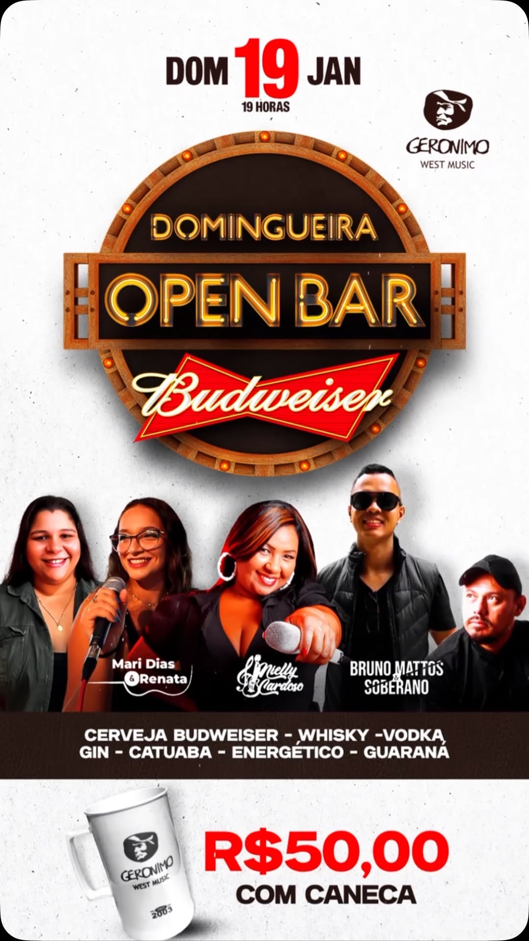 Open bar, música e brindes exclusivos agitam o domingo no Gerônimo West Music; VEJA VÍDEO