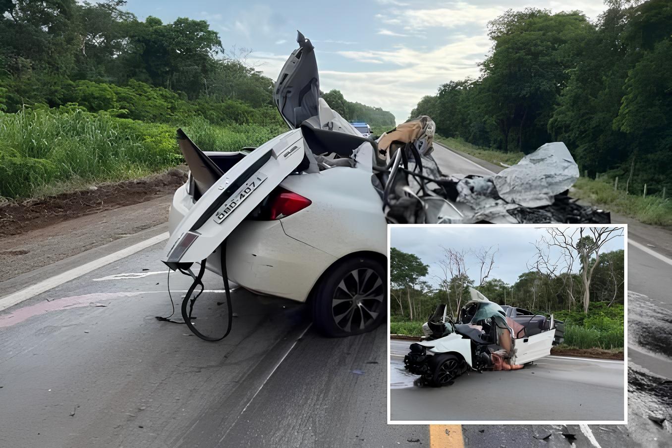 Acidente grave na BR-070 deixa uma pessoa morta em colisão frontal com uma carreta