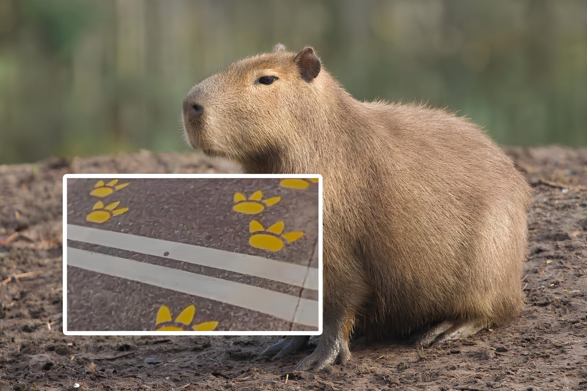 Parque Tia Nair inova com faixa exclusiva para travessia de capivaras em Cuiabá