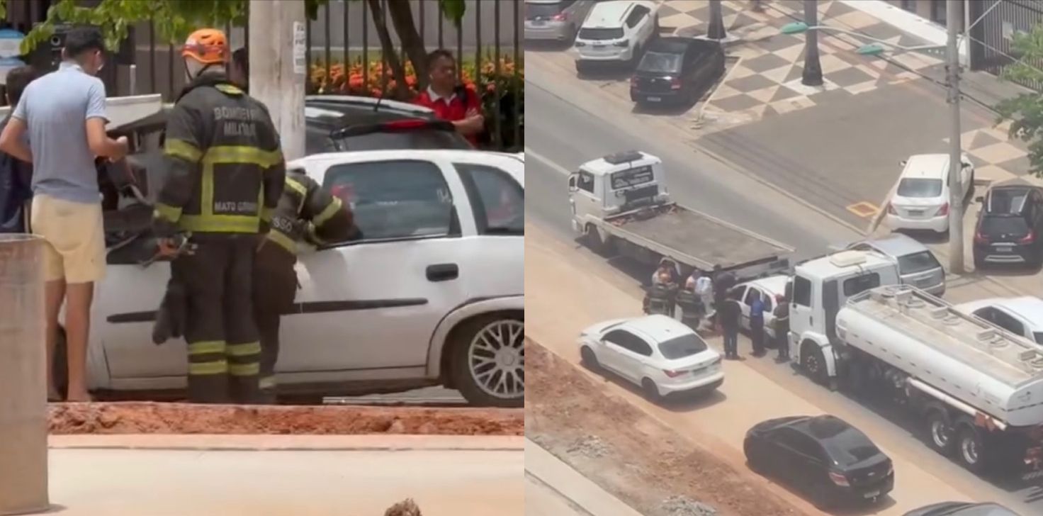 Avenida do CPA Paralisa Após Colisão Violenta Entre Caminhões