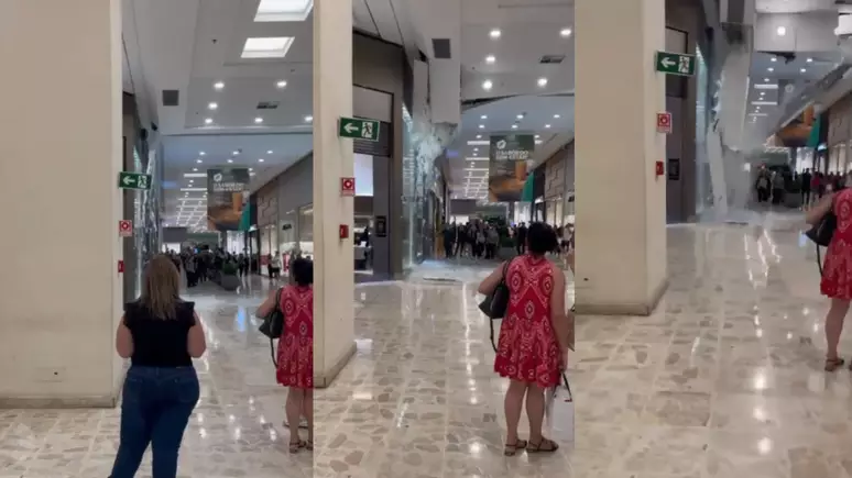 Teto desaba em shopping durante temporal em São Paulo e deixa clientes em pânico; VEJA VÍDEO
