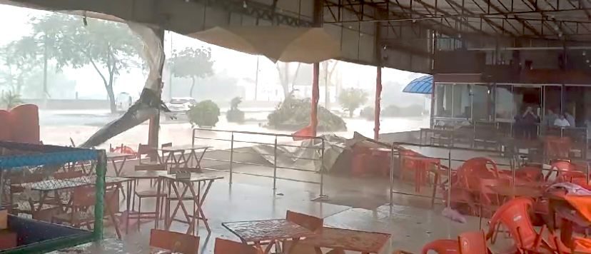 Ventania destrói peixaria na Orla do Porto em Cuiabá; VEJA VÍDEO