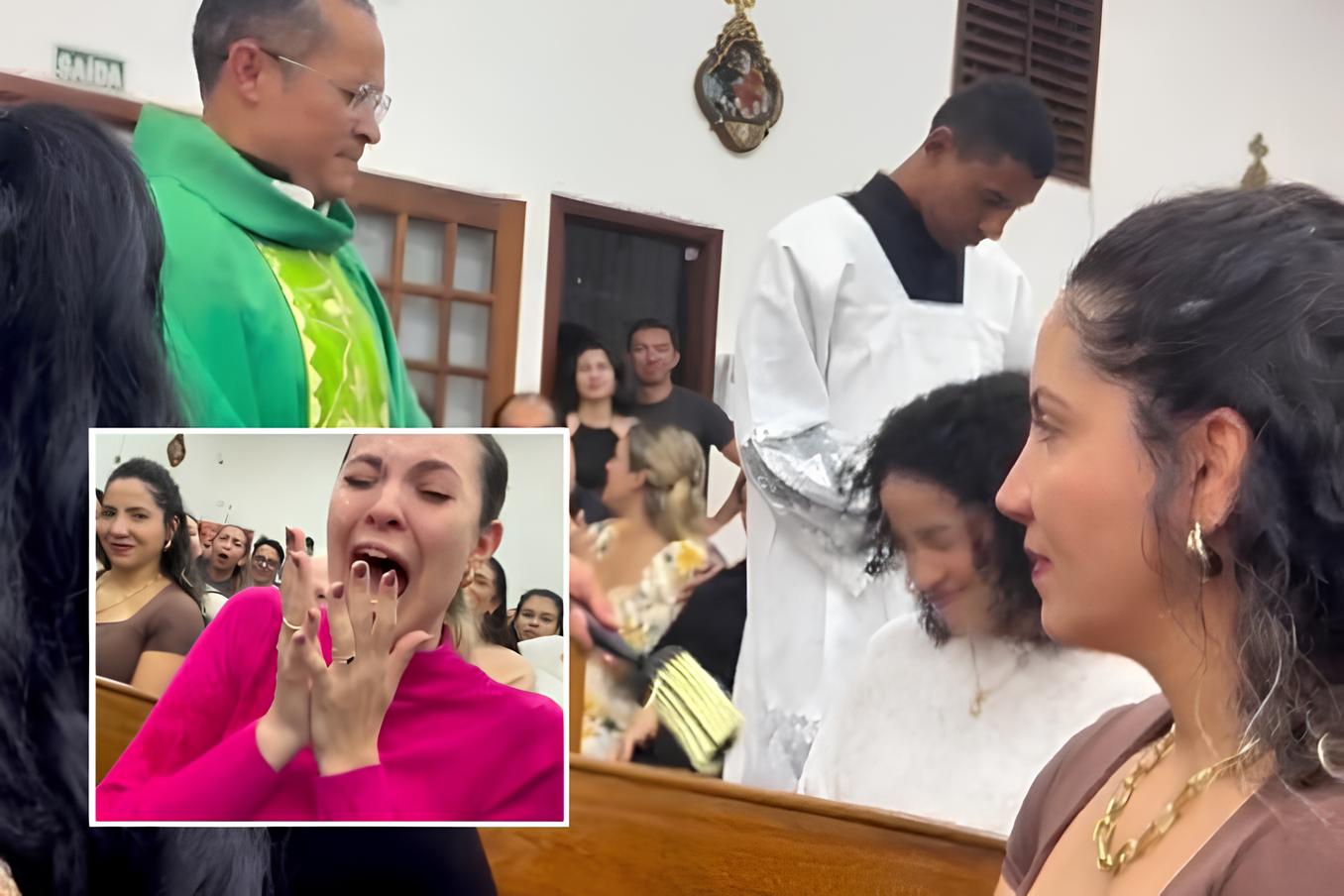 Padre usa broxa de pintura para jogar água benta e divide opniões na web