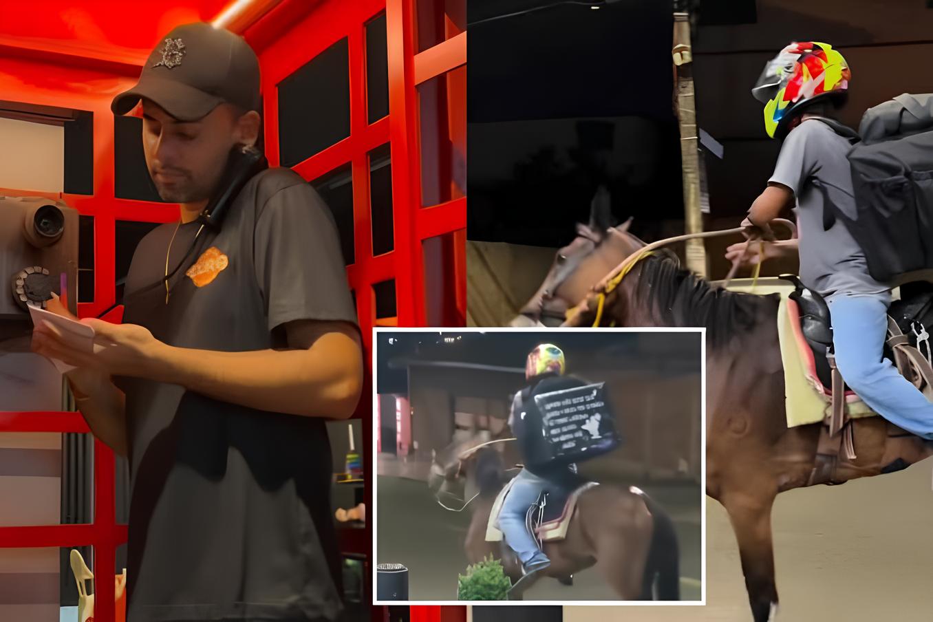 Hamburgueria surpreende clientes com entrega a cavalo