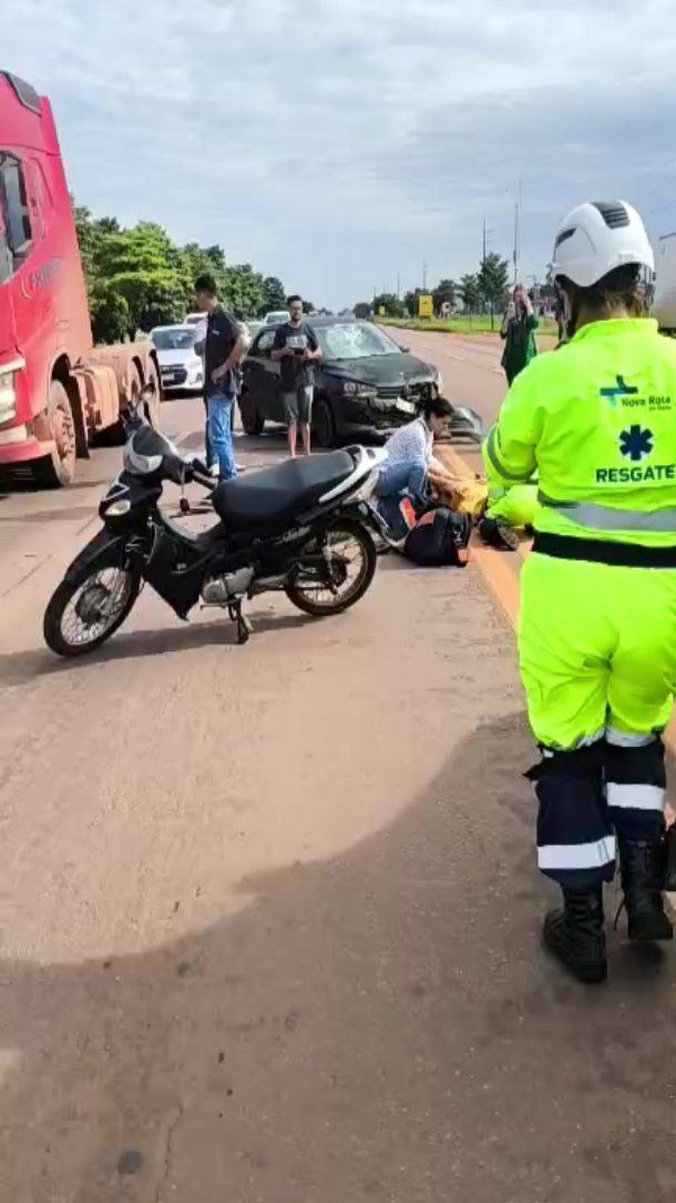 motociclista arremessado contra carro na BR-163