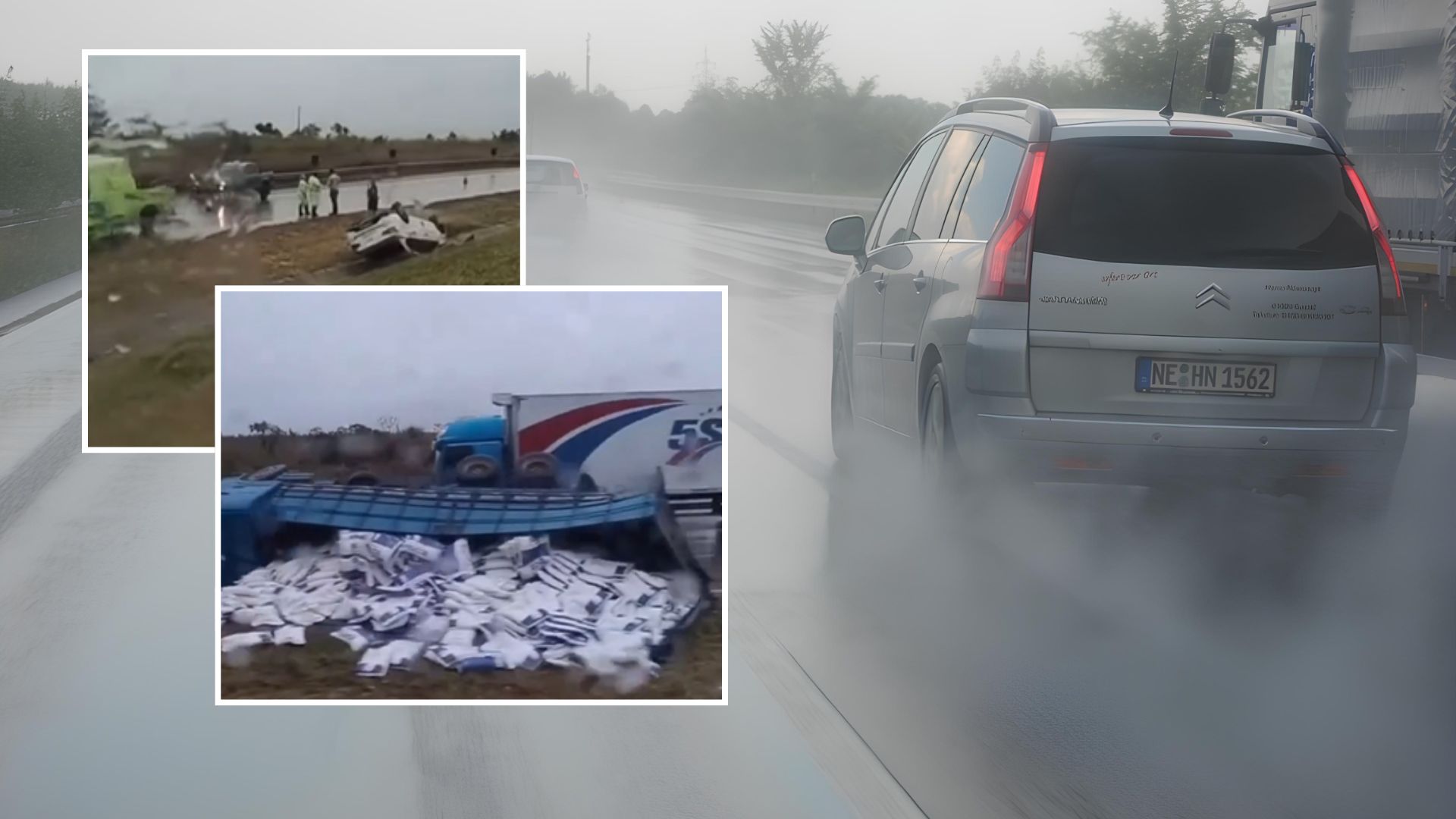 Rodovia molhada vira armadilha: carro capota e caminhão tomba na BR-163 em Diamantino (MT); veja vídeo