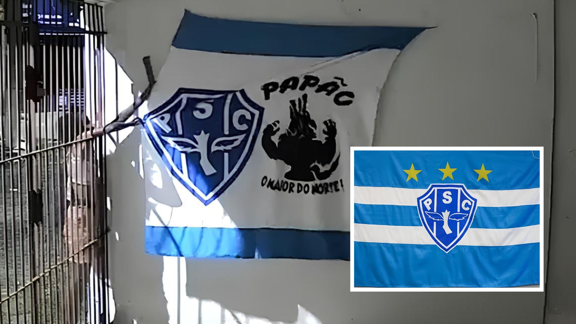 Mulher furta bandeira do Paysandu e câmeras flagram cena inusitada; veja vídeo
