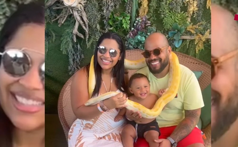 Bebê morde cobra durante passeio em Maragogi e vídeo viraliza nas redes; Veja vídeo