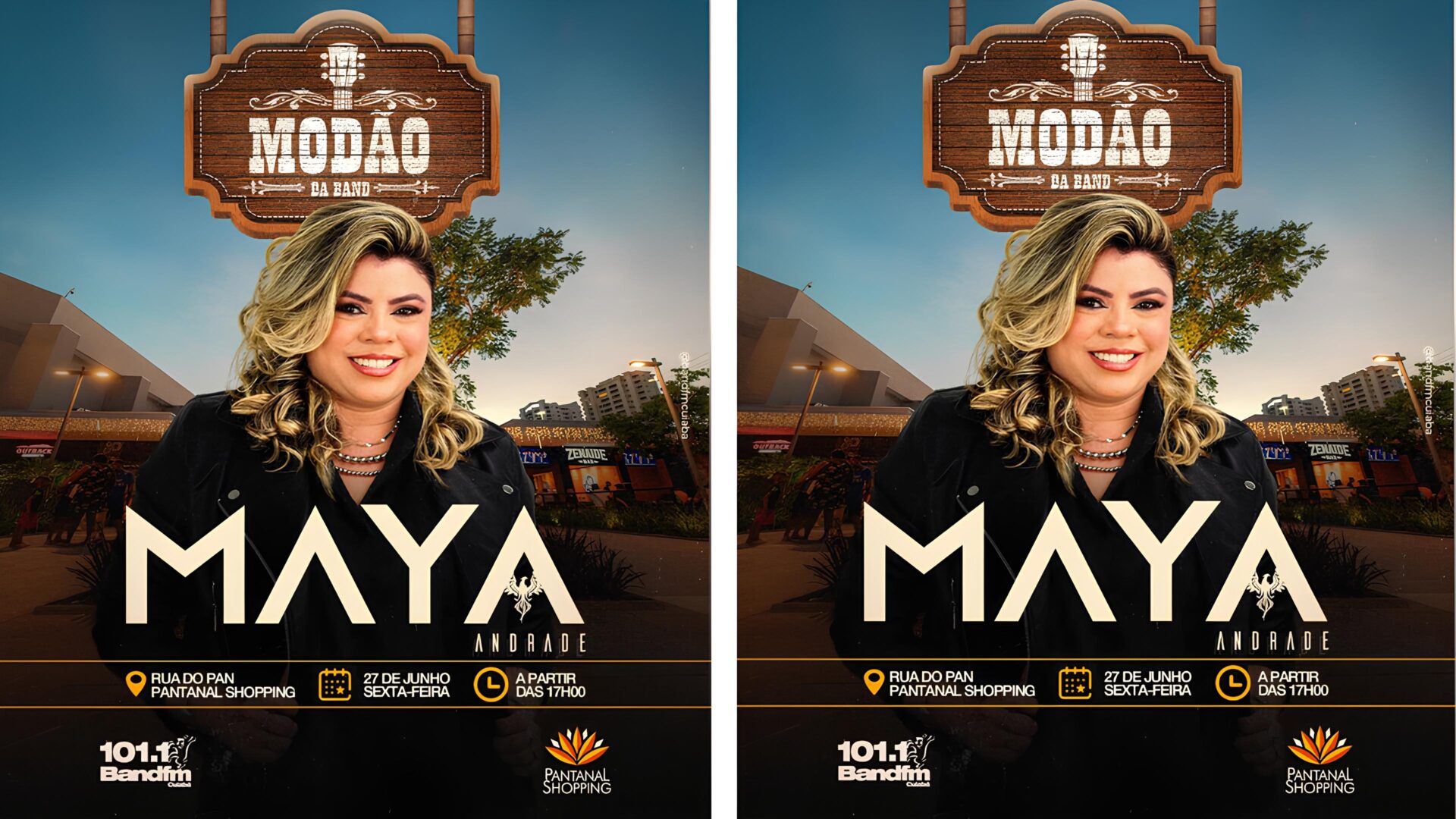 Sextou com Modão: Maya Andrade comanda show sertanejo ao vivo no Pantanal Shopping nesta sexta-feira