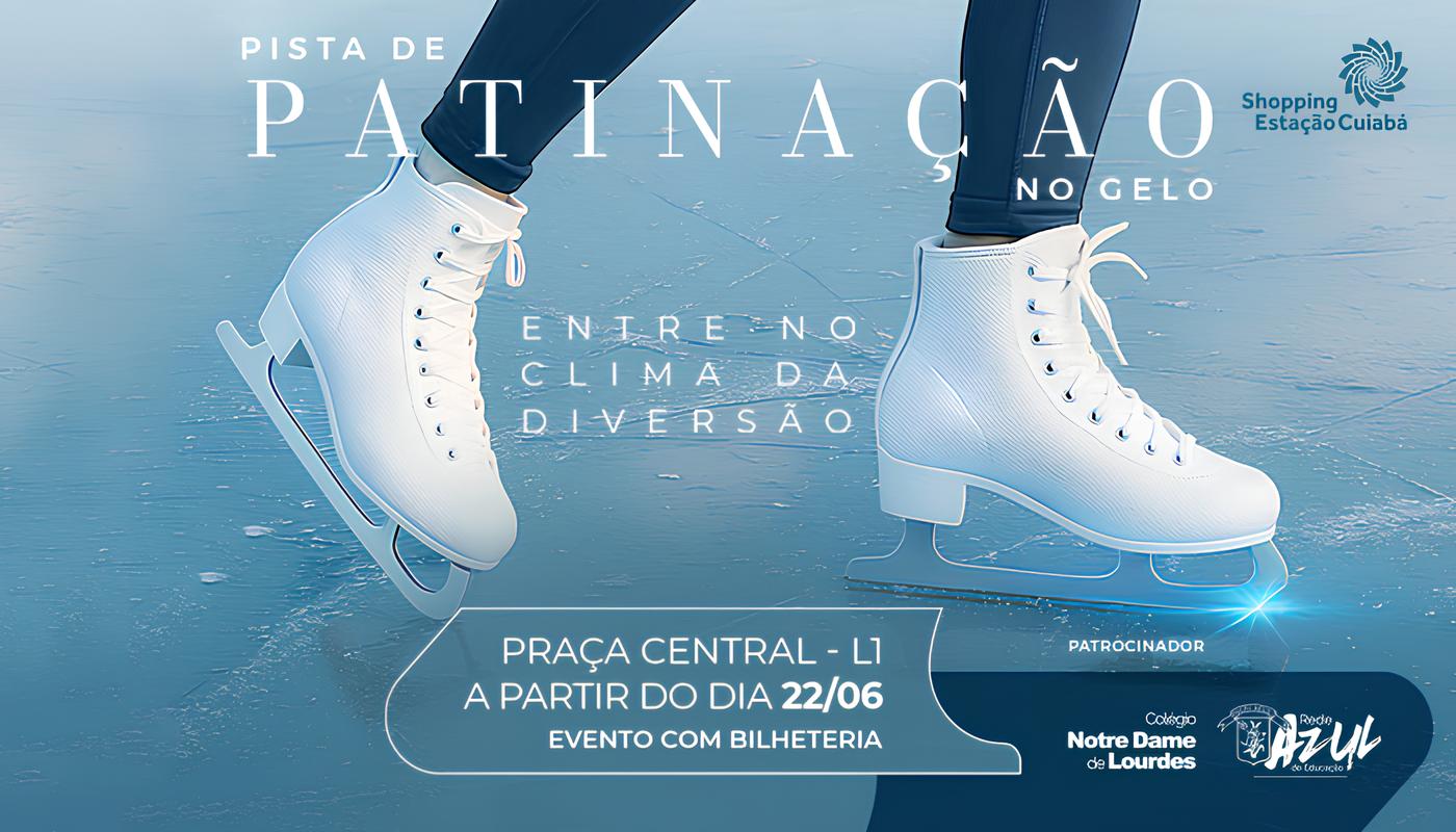 Pista de patinação no gelo no Shopping Estação promete diversão congelante até agosto em Cuiabá