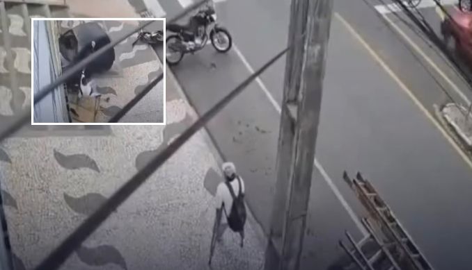 Homem de muleta “voa” após batida entre dois carros em cruzamento