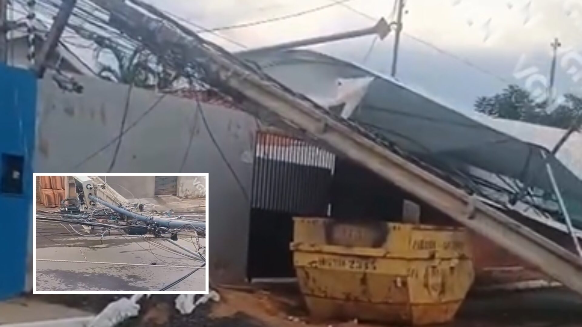 Chuva forte derruba postes e bloqueia trânsito em Várzea Grande; veja vídeo