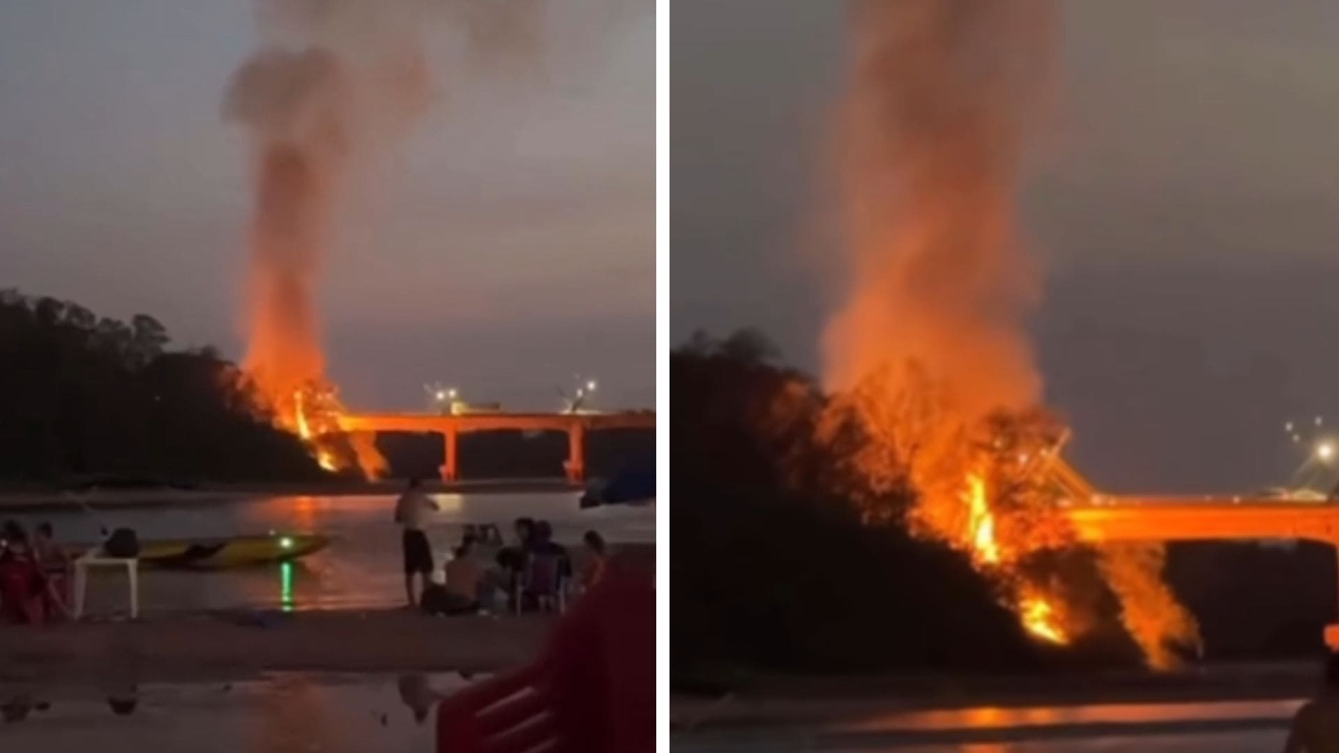Incêndio atinge base da ponte entre Barra do Garças e Aragarças