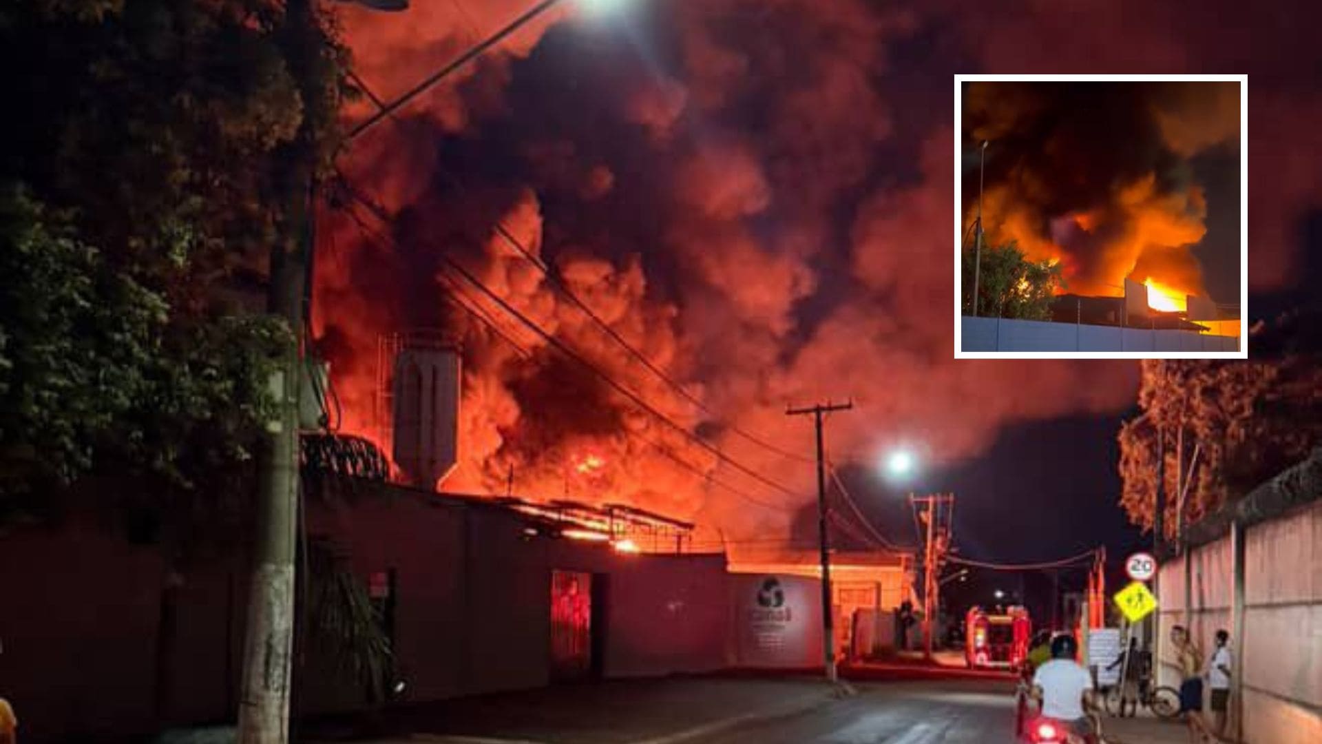 Incêndio de grandes proporções atinge empresa de recicláveis em Cuiabá; veja vídeo