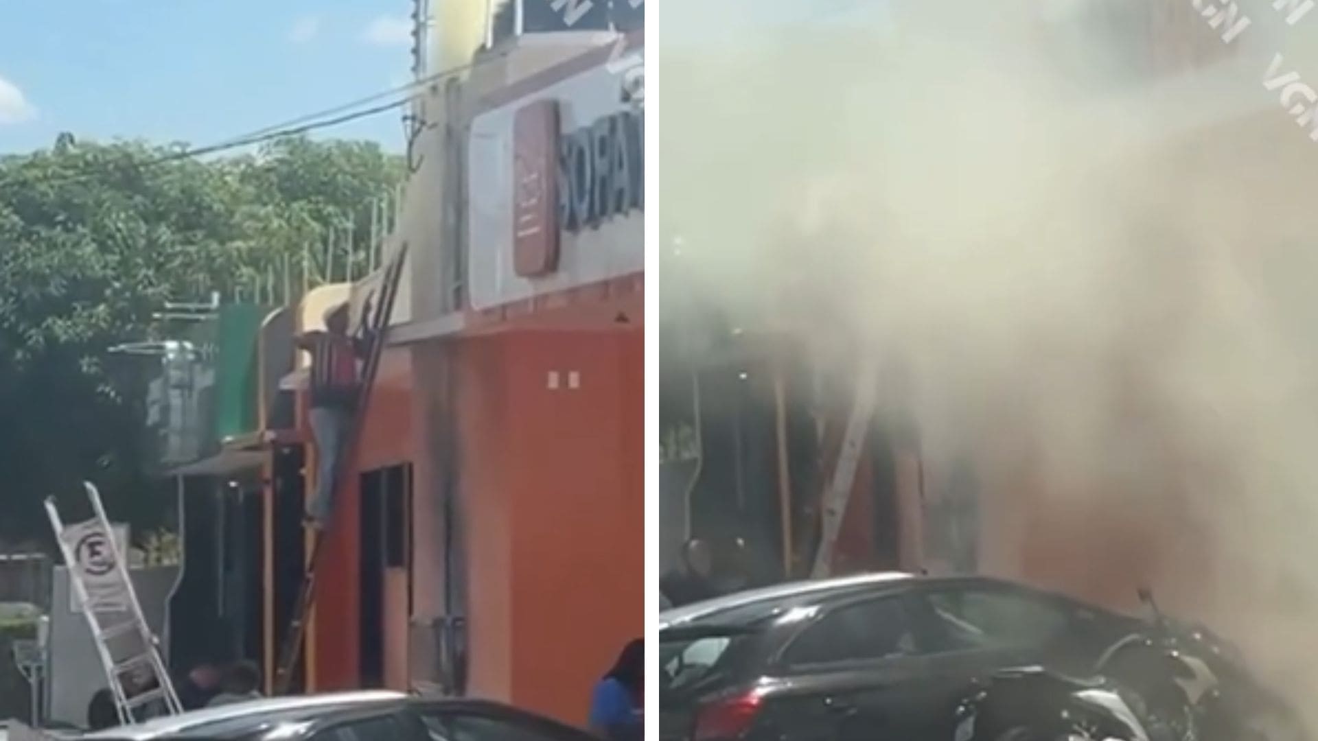 Rede elétrica pega fogo em loja de Várzea Grande e incêndio é contido por lojistas; veja vídeo