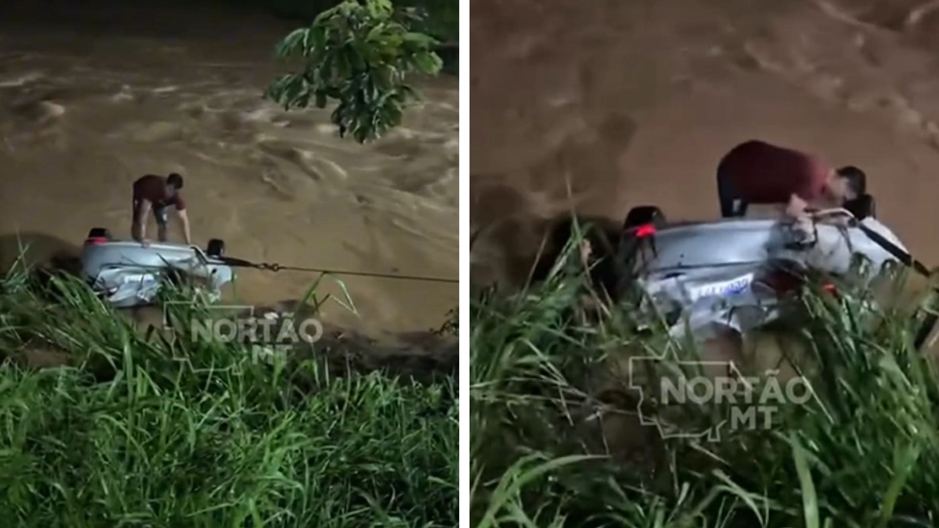 Duas pessoas morrem após carro despencar em córrego na saída de Sinop; veja vídeo