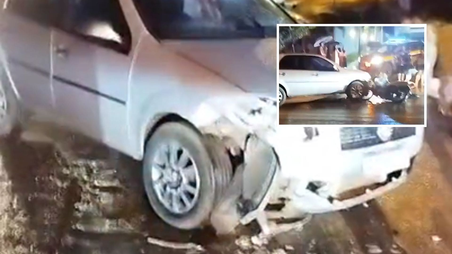 Sem farol e sob chuva: colisão entre carro e moto deixa motociclista ferida na BR-174B em Pontes e Lacerda; veja vídeo