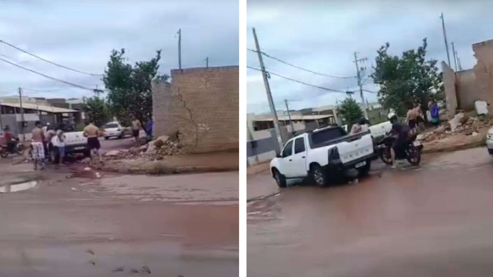 Batida destrói muro e moradora afirma que motorista estava bêbado em Várzea Grande; veja vídeo