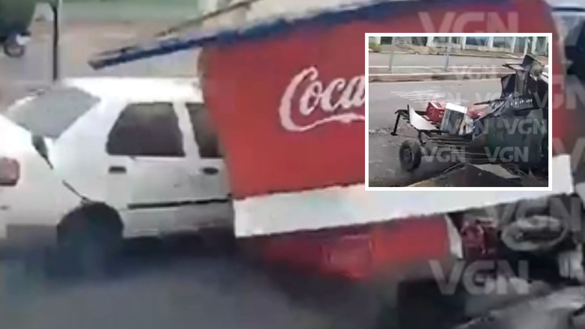 Carro atinge trailer de churrasco grego e motorista foge em Várzea Grande; veja vídeo